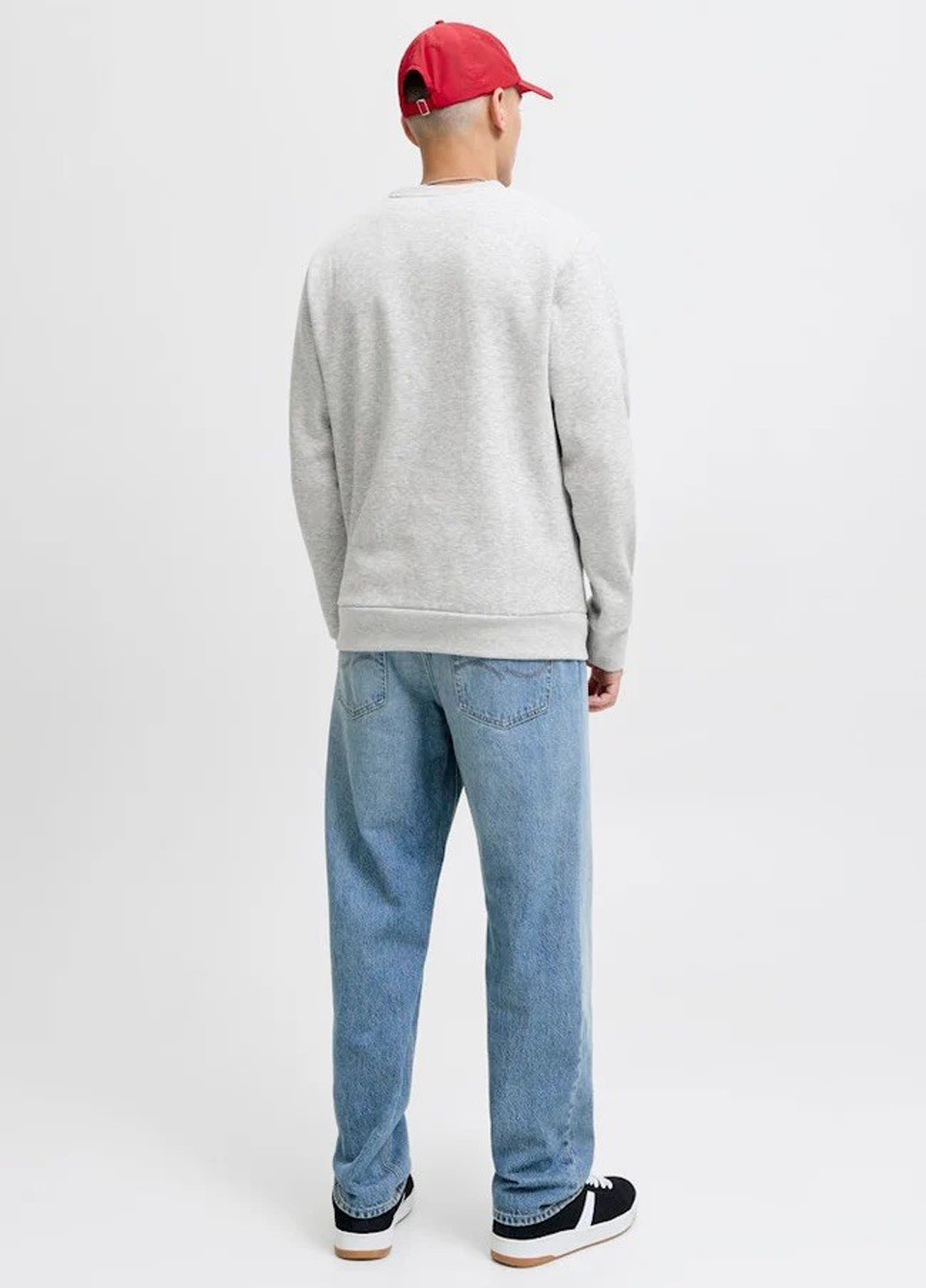 Светло-серый свитшот Jack & Jones логотип без декора (364663392)