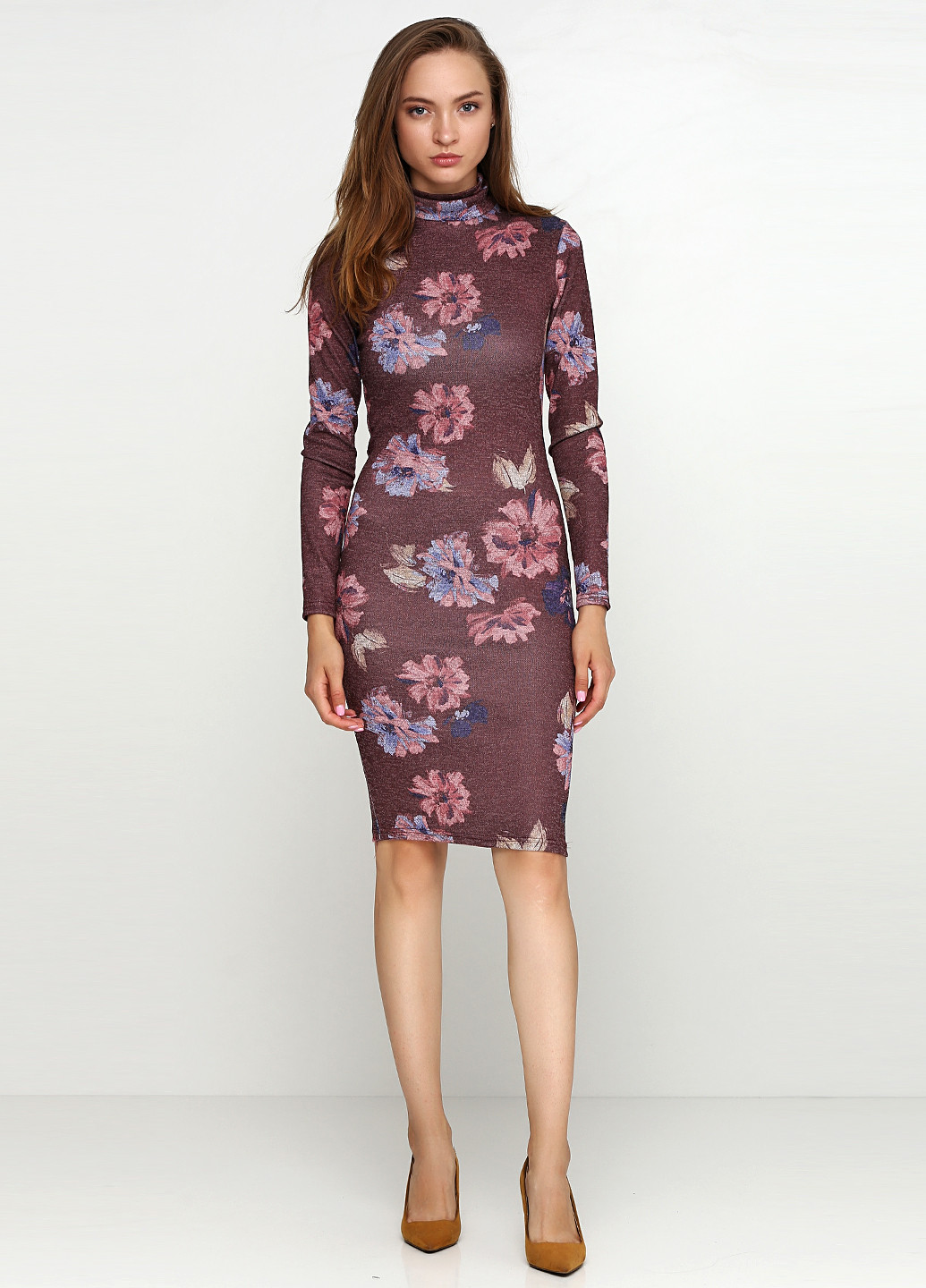 Бордовое кэжуал платье Charm Collection с цветочным принтом