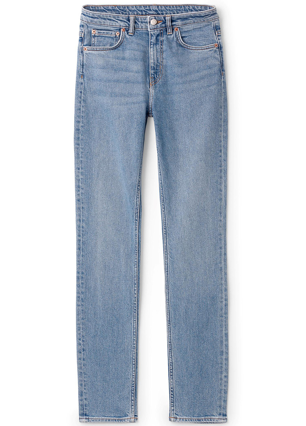Джинси Weekday прямі однотонні темно-блакитні джинсові бавовна