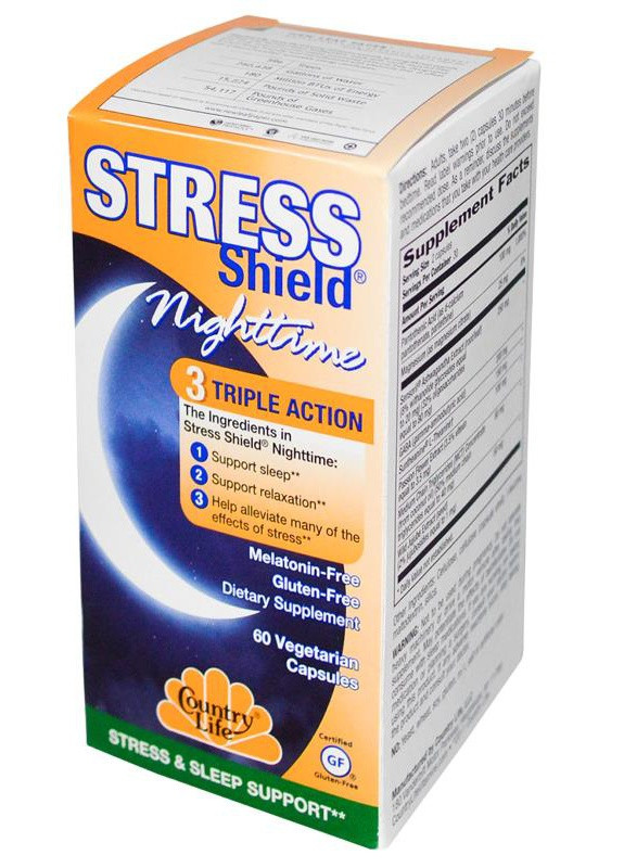 Комплекс для Здорового Сну, Stress Shield,, 60 гелевих капсул Country Life (228292027)