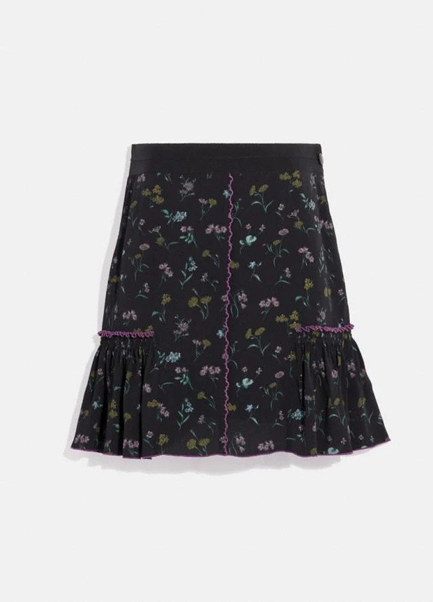 Черная кэжуал цветочной расцветки юбка Coach