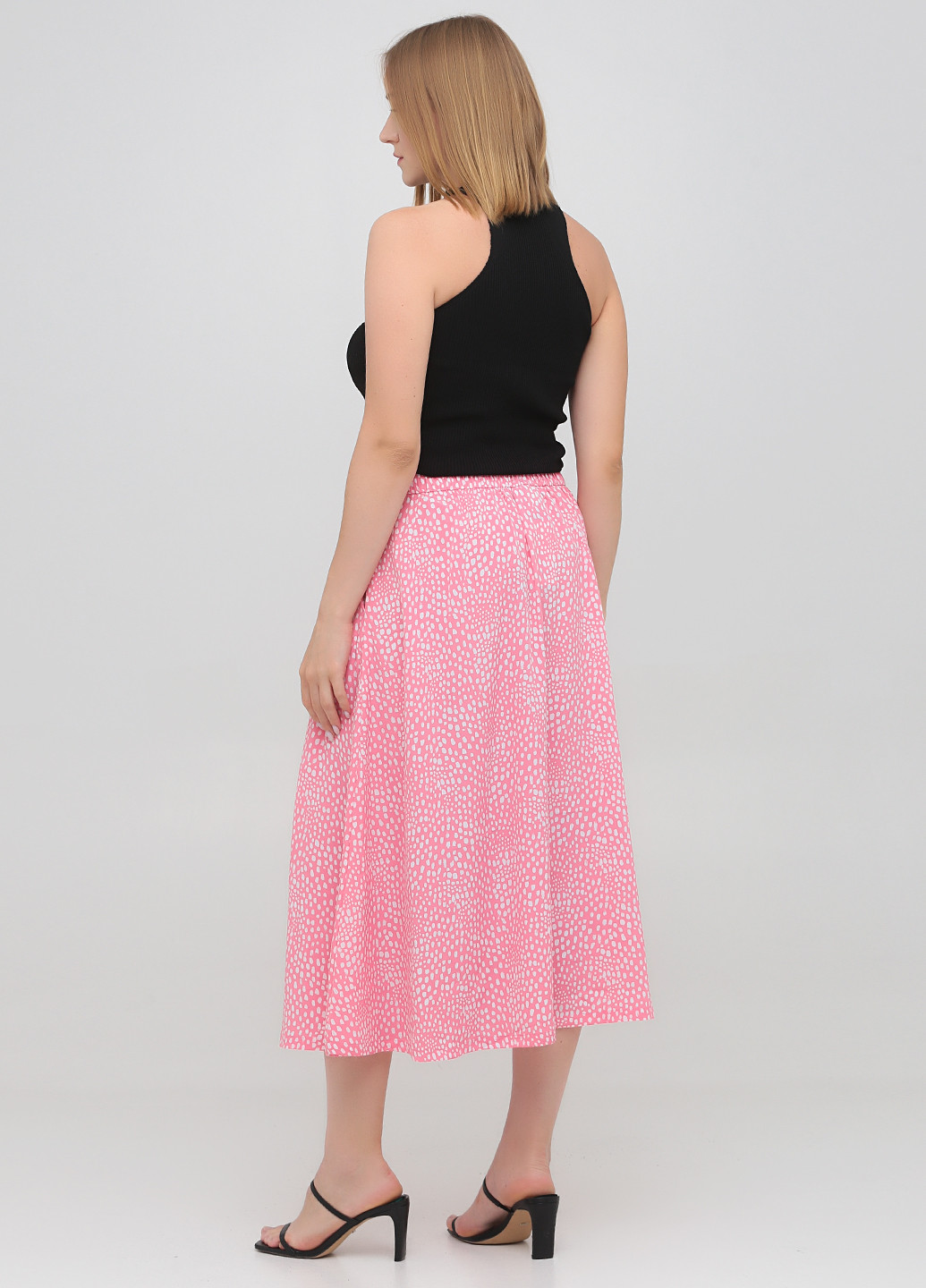 Розовая кэжуал с абстрактным узором юбка Monki клешированная