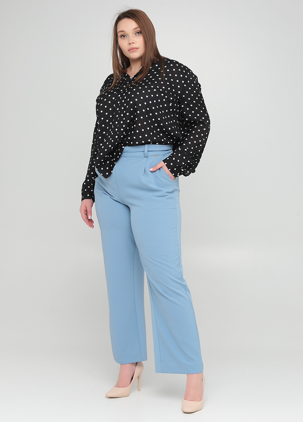 Голубые кэжуал демисезонные прямые брюки Sarah Chole
