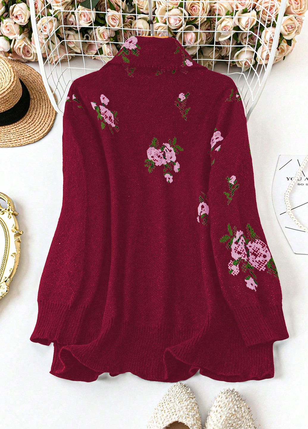 Бордовый демисезонный свитер SHEIN