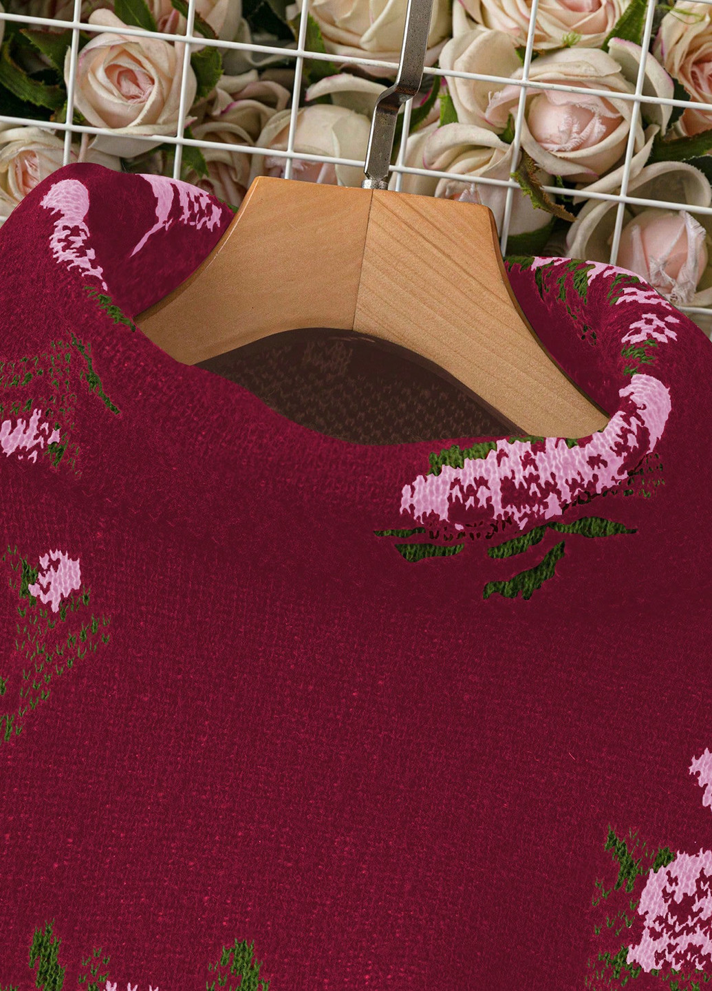 Бордовый демисезонный свитер SHEIN