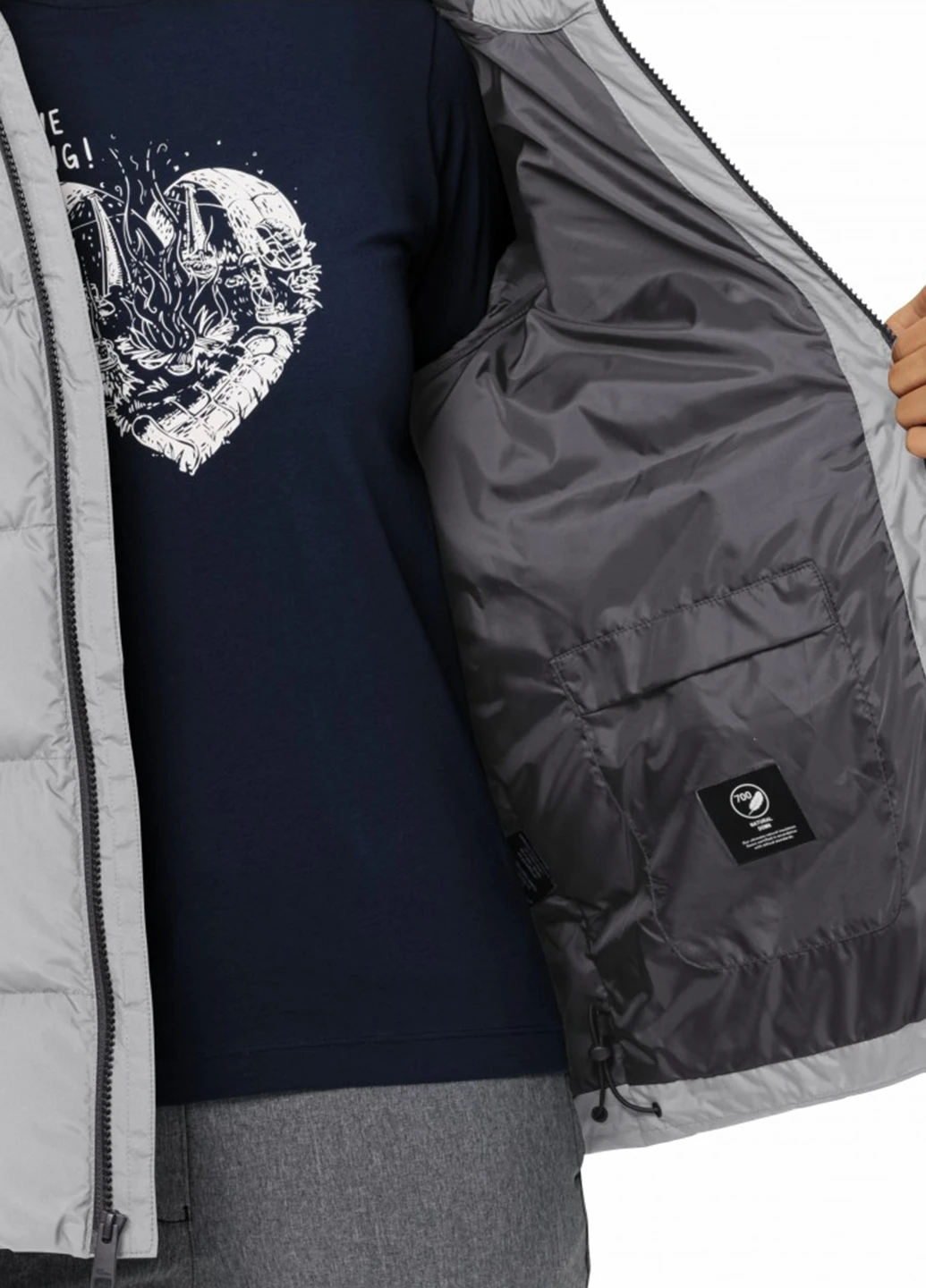 Сірий зимній Пуховик Jack Wolfskin