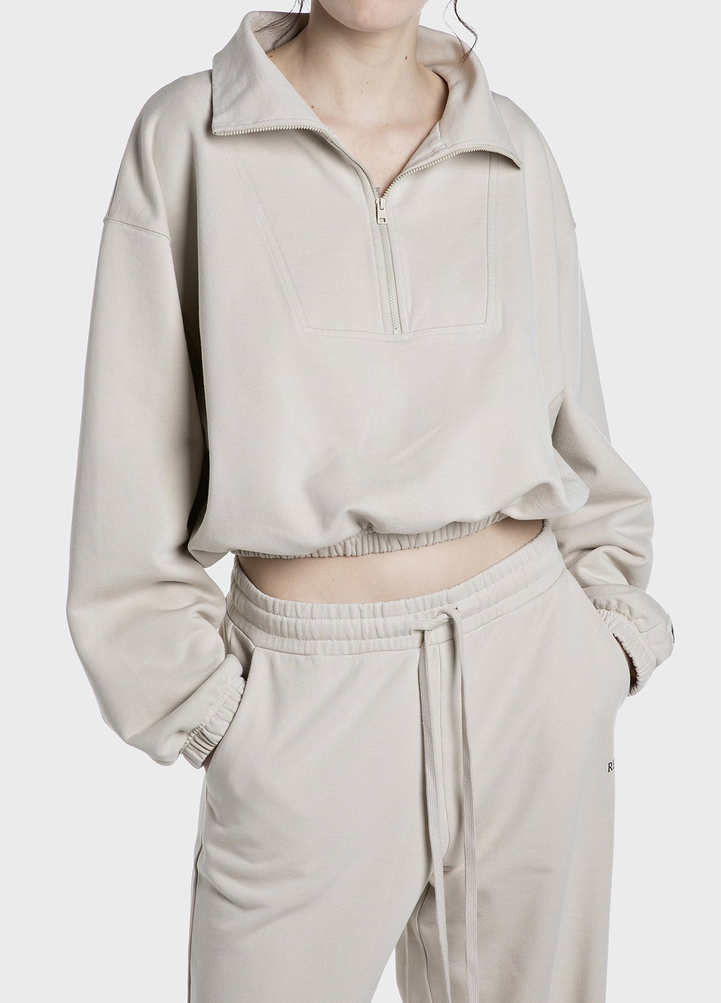 Светло-бежевый свитшот Replay однотонный вышивка, нашивки (347073536)