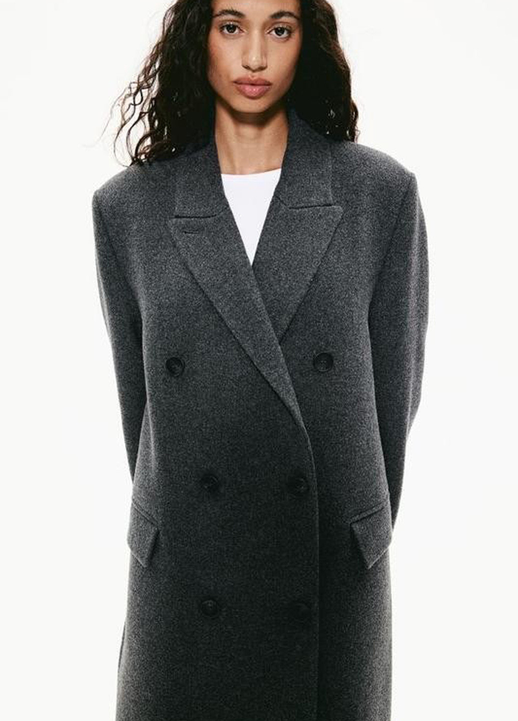 Темно-серое демисезонное Пальто двубортное H&M