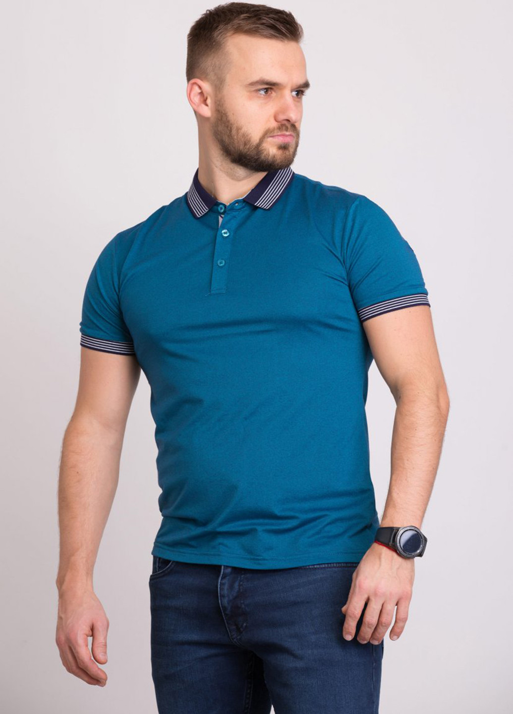 Морской волны футболка-поло для мужчин Trend Collection однотонная