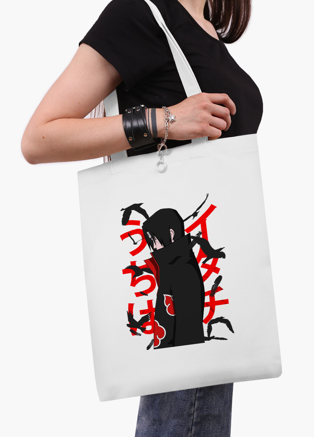 Еко сумка шоппер біла Ітачі Учіха Наруто (Itachi Uchiha) (9227-2817-WT2) Еко сумка шоппер біла 41*35 см MobiPrint (221682953)