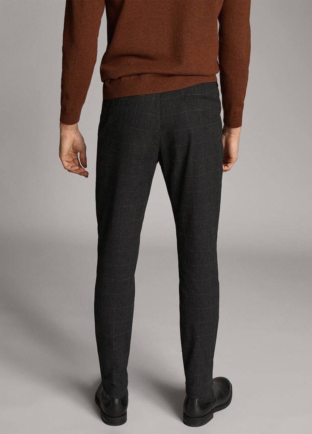 Темно-серые кэжуал демисезонные зауженные брюки Massimo Dutti