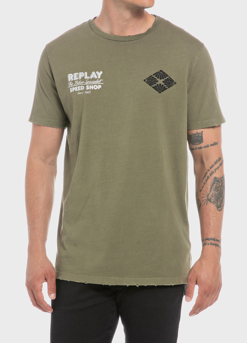 Оливковая футболка Replay