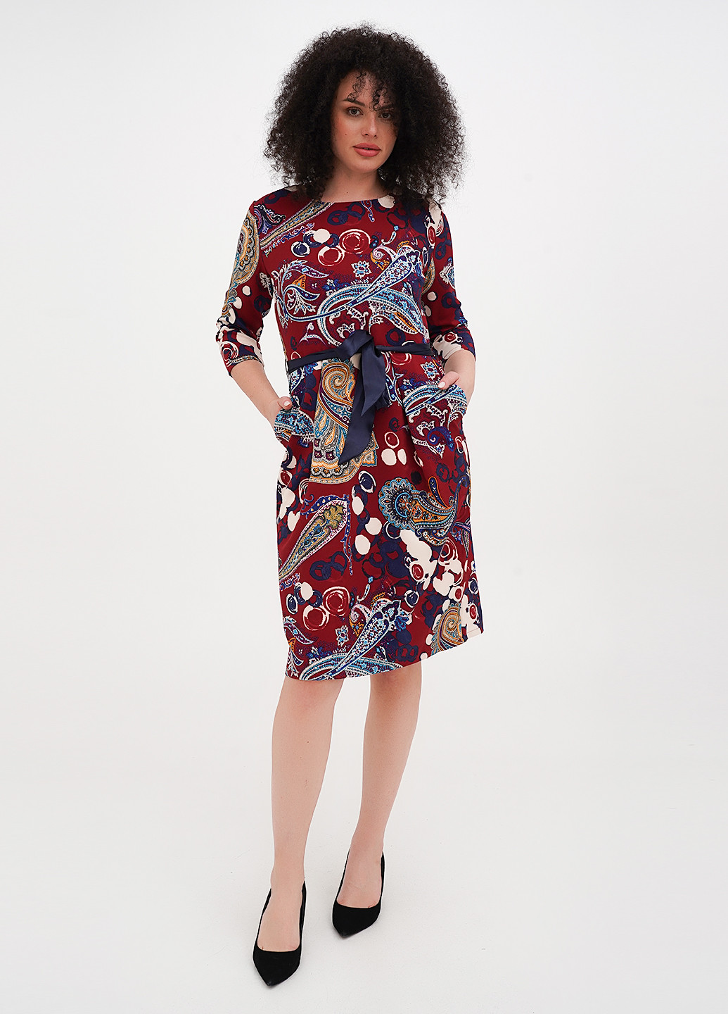 Бордова кежуал сукня футляр Imperial з абстрактним візерунком