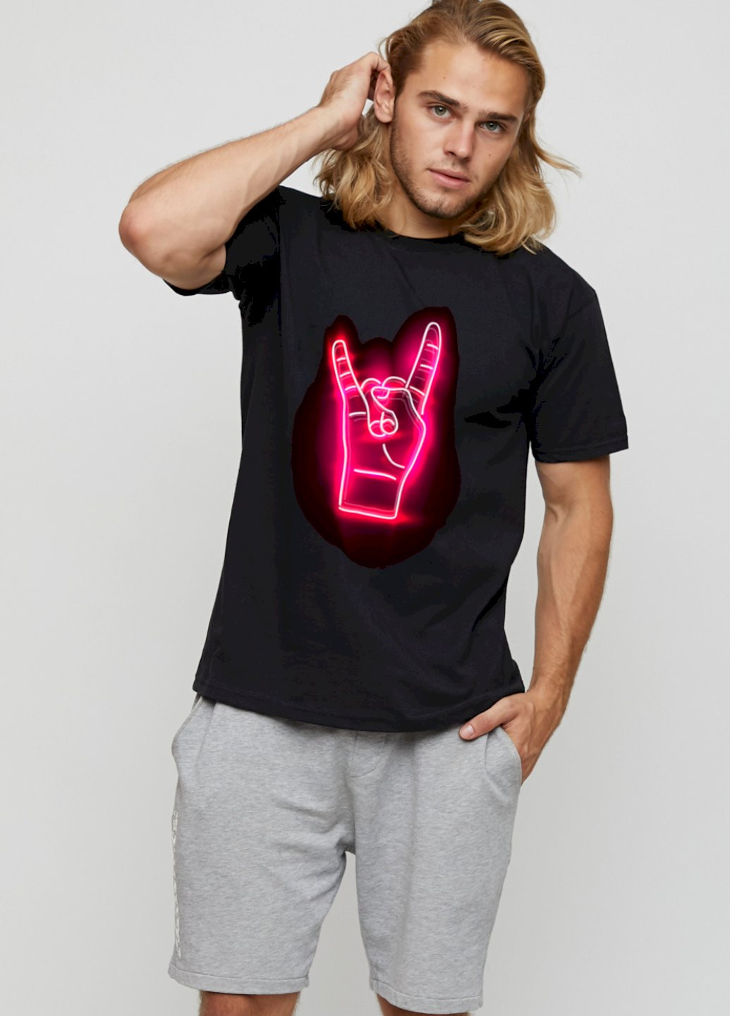 Чорна футболка чоловіча basic /air print/ YAPPI