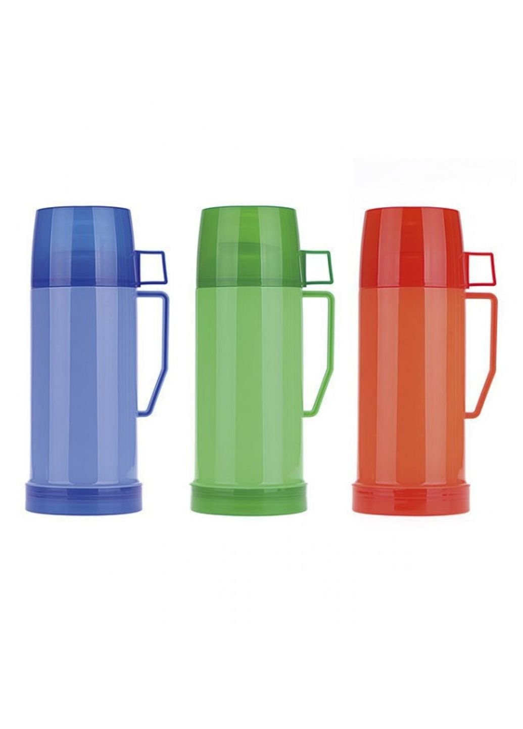 Термос 600мл со стеклянной колбой и пластиковой чашкой (синий,зеленый, красный) 2071 Kamille (253613943)