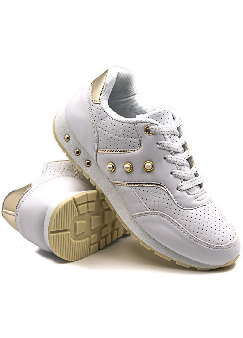 Белые всесезонные кроссовки 20-508-white-gold 41 белый Violeta