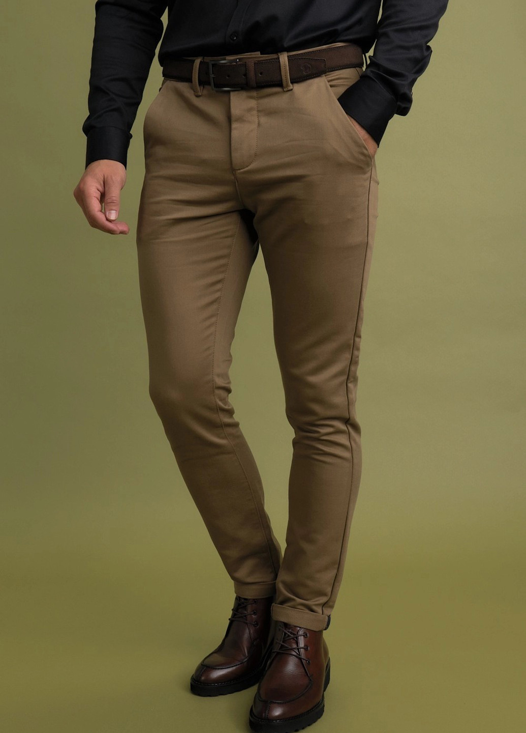 Темно-бежевые кэжуал демисезонные чиносы брюки Benson & Cherry