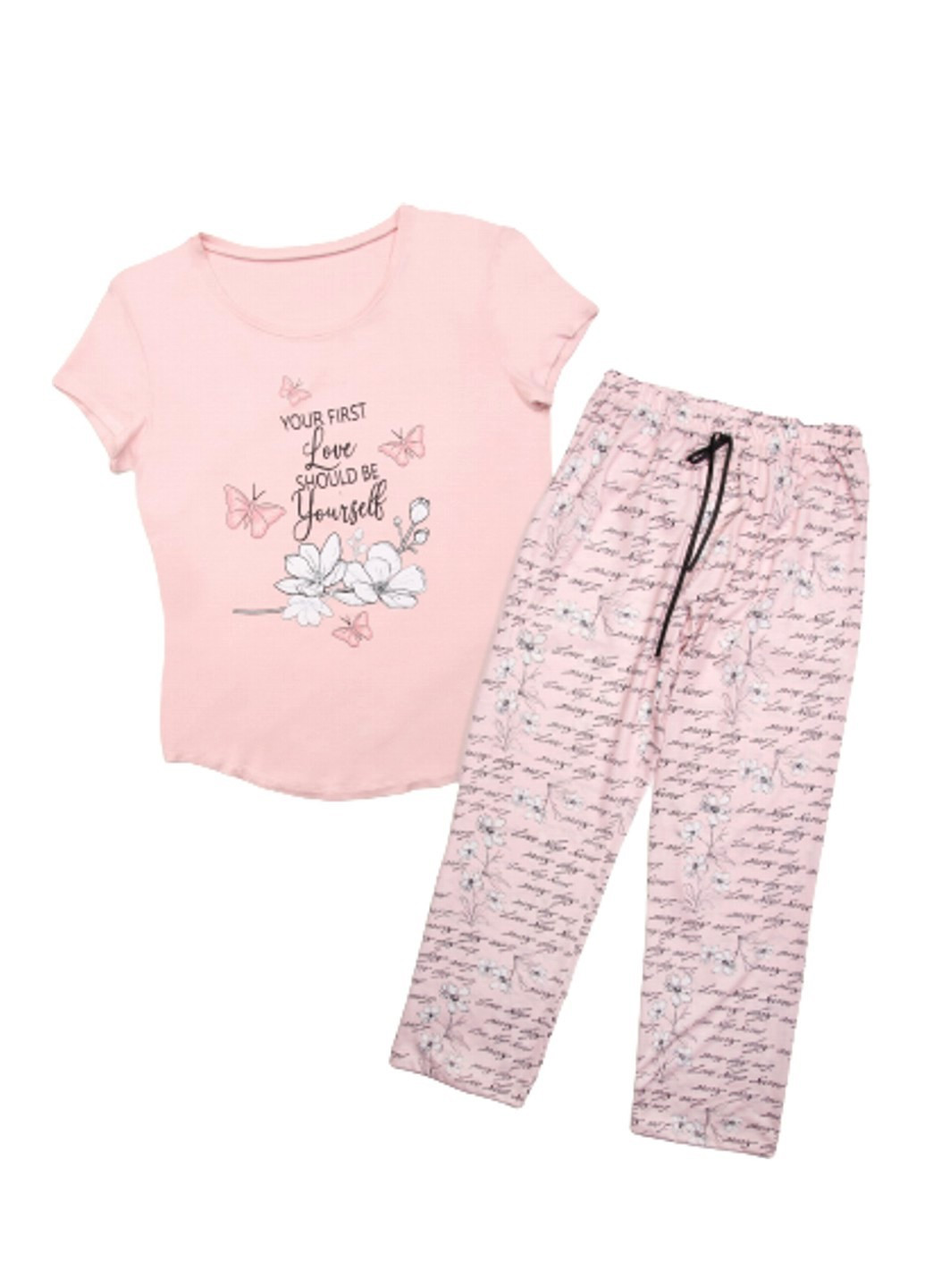 Розовая всесезон пижама футболка + брюки Dominant