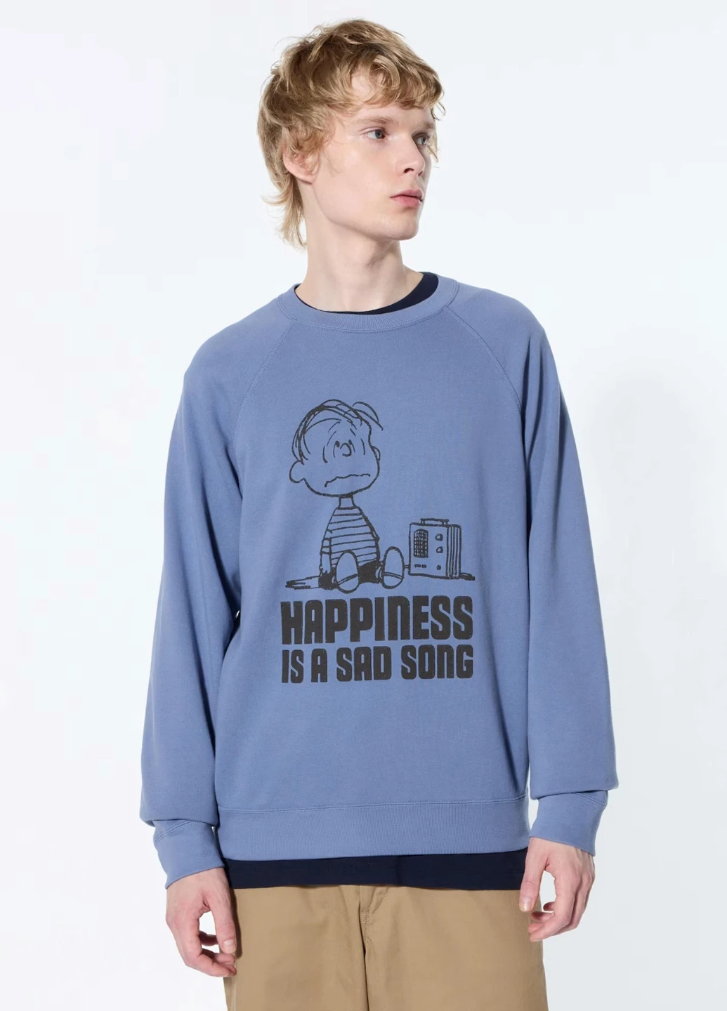 Синий свитшот Uniqlo рисунок без декора (327231656)