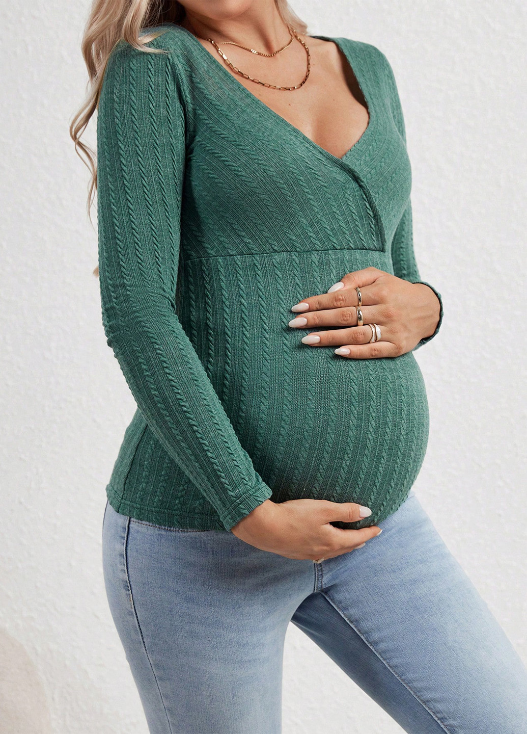М'ятний демісезонний пуловер для вагітних пуловер SHEIN