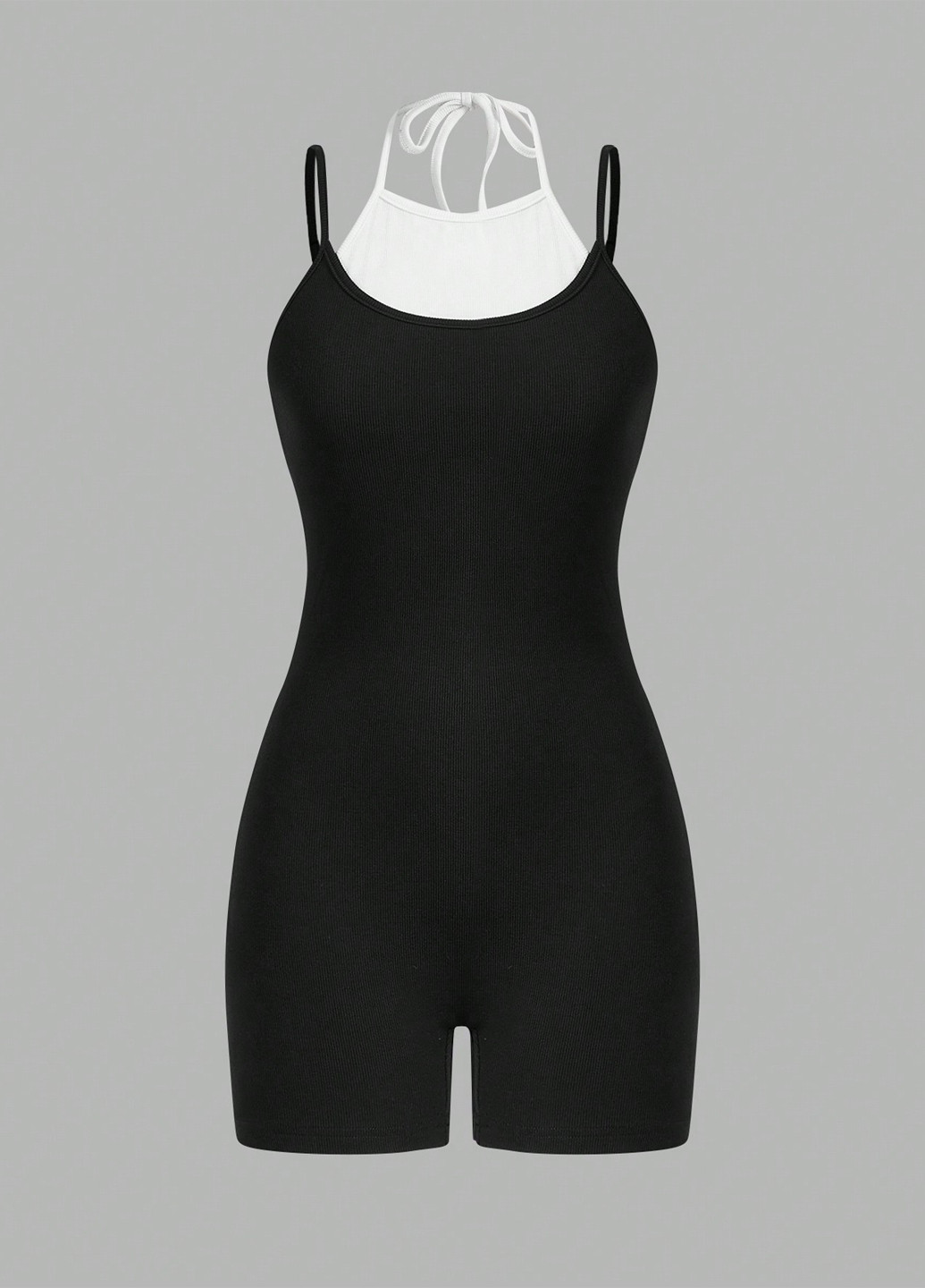 Комбинезон SHEIN комбинезон-шорты однотонный чёрный кэжуал полиэстер