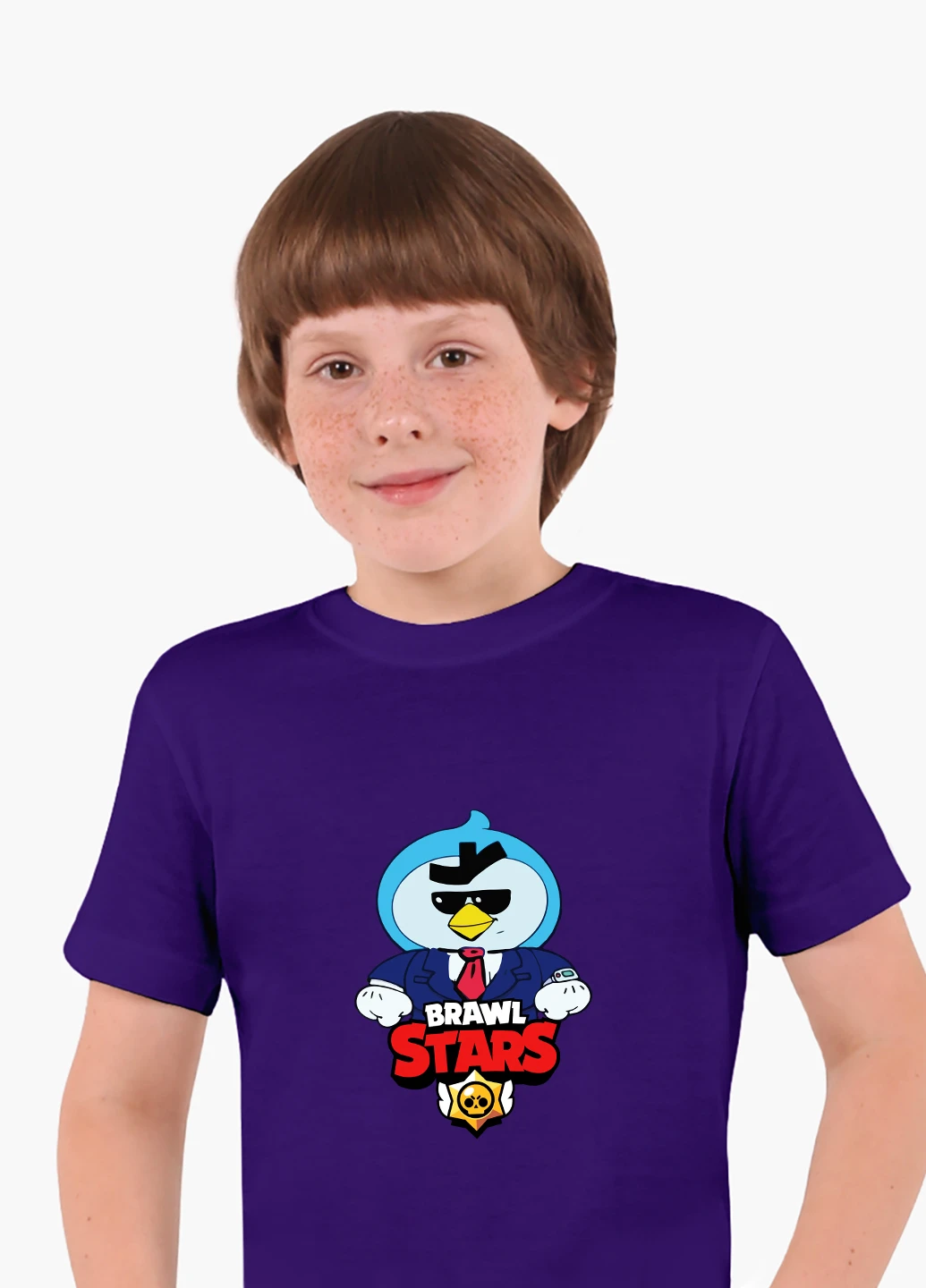 Фіолетова демісезонна футболка дитяча бравл старс (brawl stars) (9224-1022) MobiPrint
