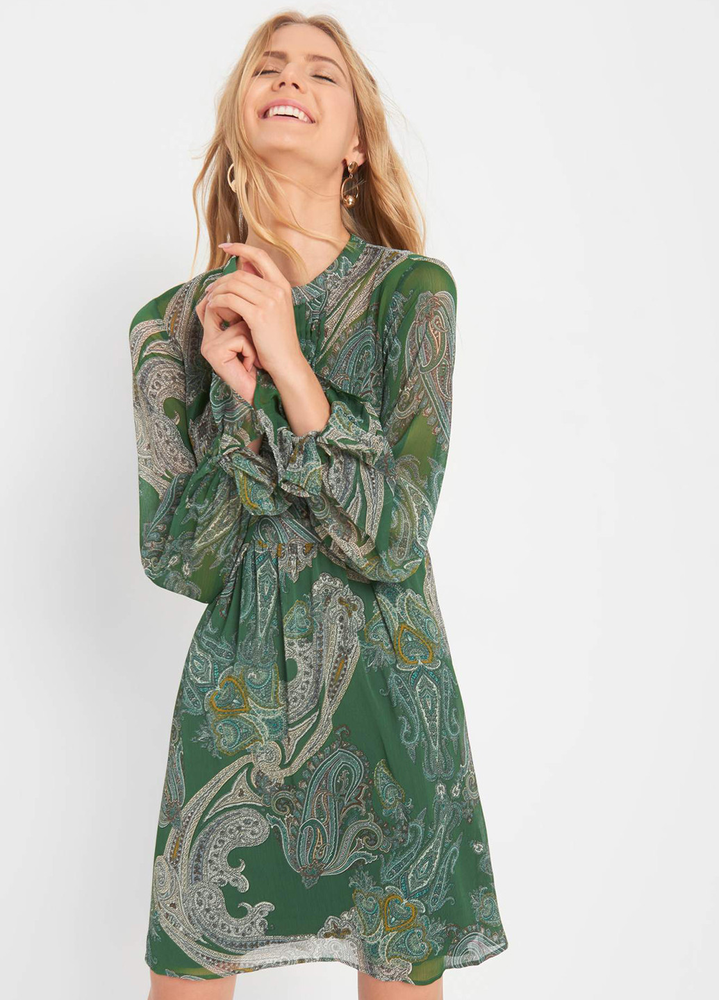 Темно-зелена кежуал сукня а-силует Orsay з малюнком