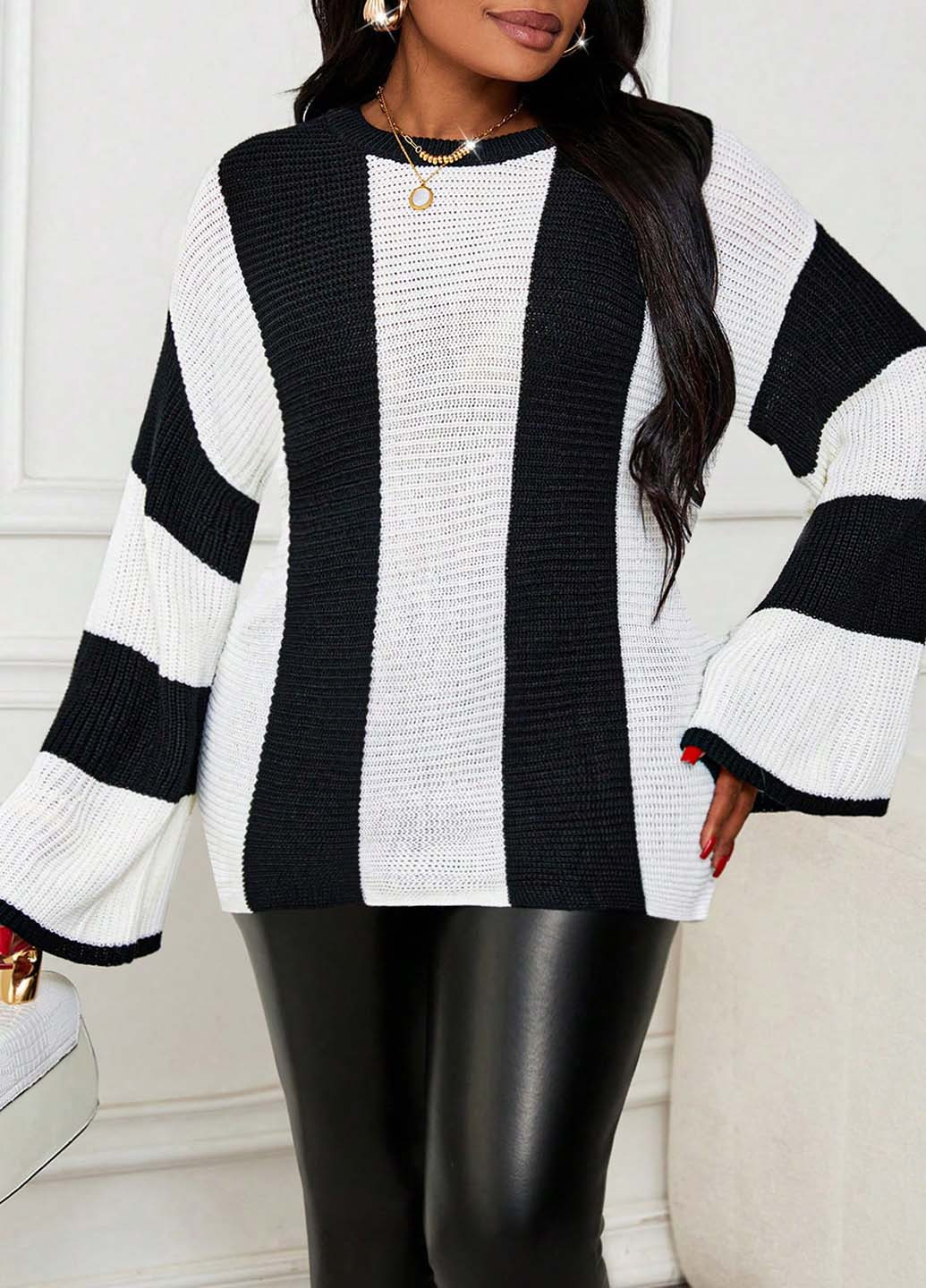 Чорно-білий демісезонний джемпер джемпер SHEIN