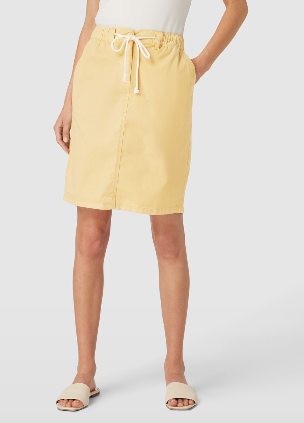 Желтая кэжуал однотонная юбка Tom Tailor