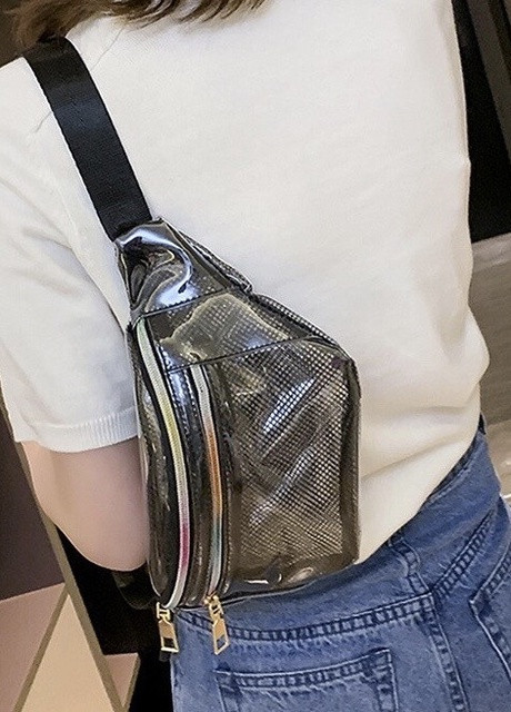 Жіноча дитяча прозора бананка на два відділу "КЛІТКА" біла NoName (251204231)