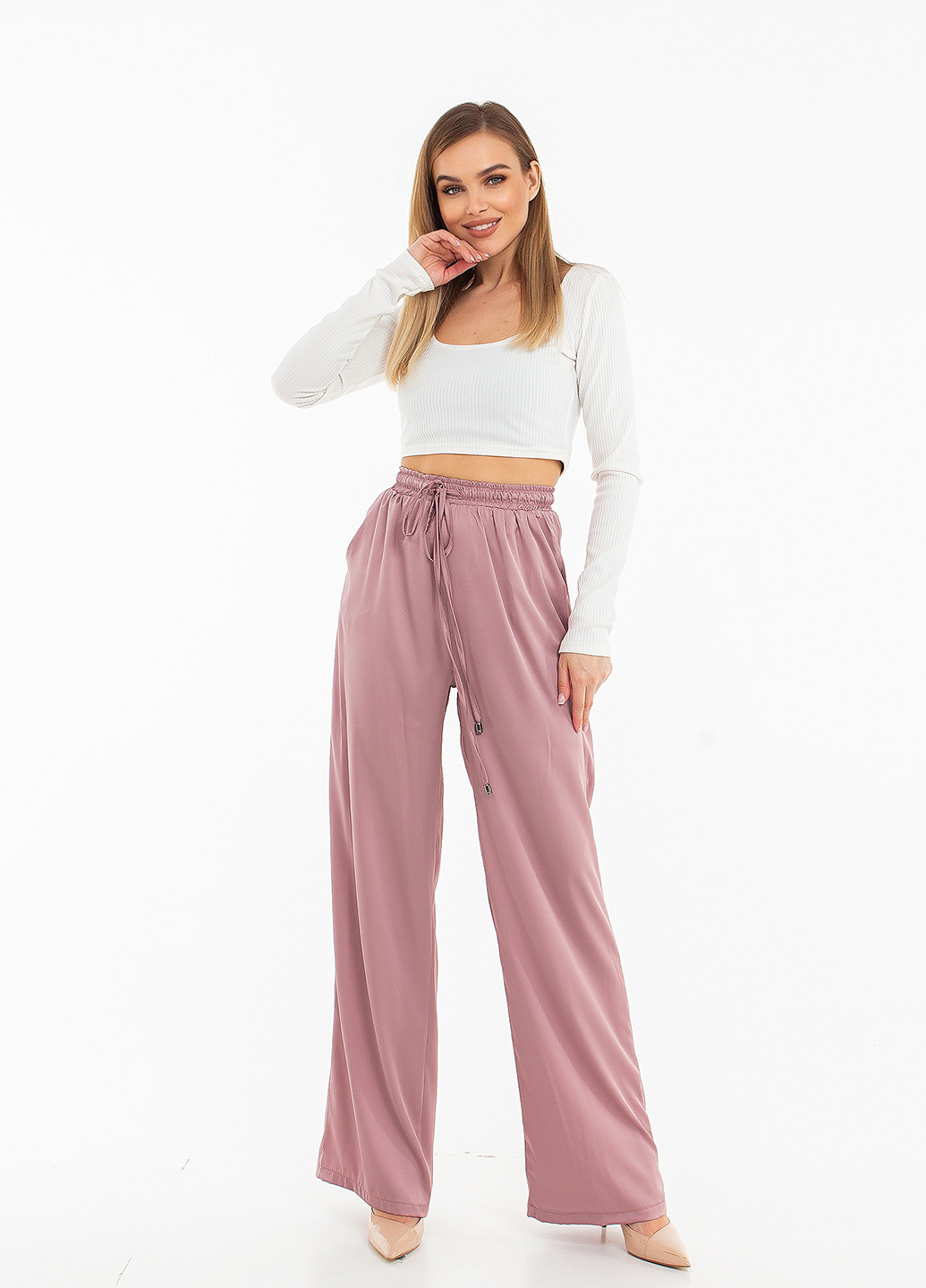 Темно-розовые кэжуал летние прямые брюки Elfberg
