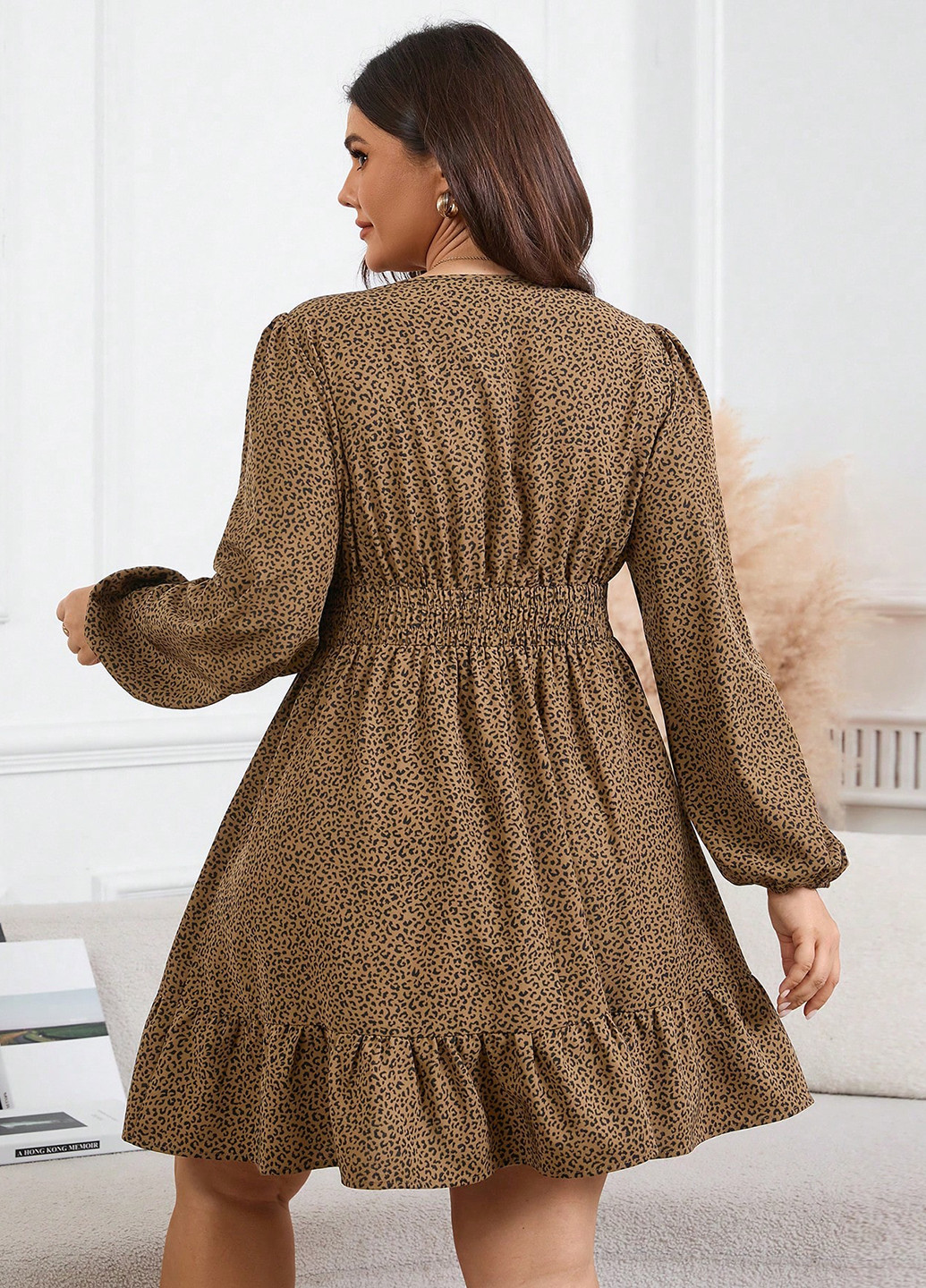 Коричневое кэжуал платье SHEIN леопардовый