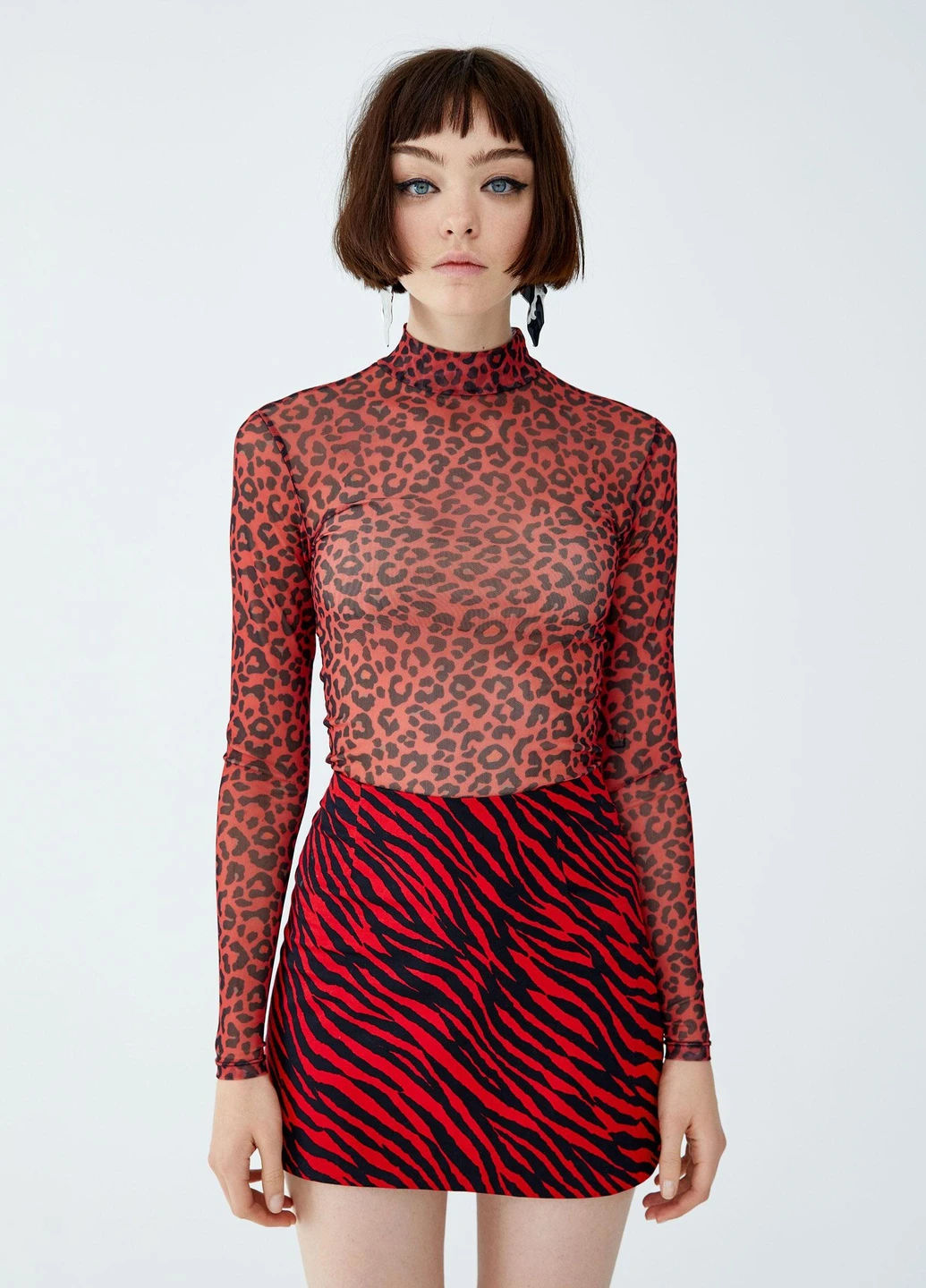 Водолазка,червоний в візерунки, Pull & Bear (256787922)