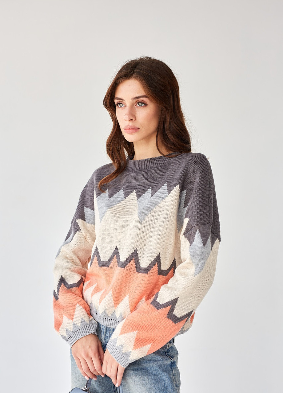 Джемпер Лана бордовый с айвори+пудра+графит MEREZHKA (254774464)