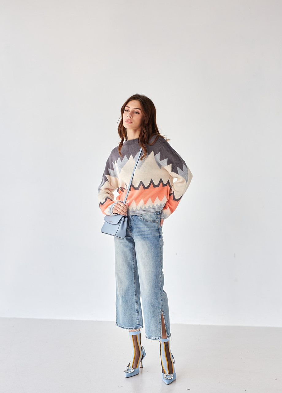 Джемпер Лана бордовый с айвори+пудра+графит MEREZHKA (254774464)