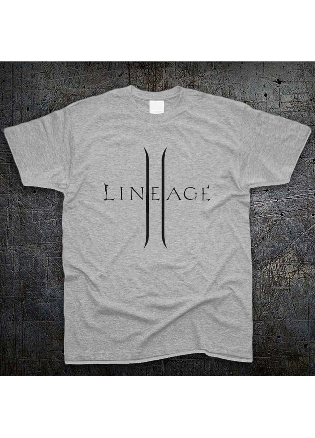 Серая футболка Fruit of the Loom Логотип Линейдж 2 Logo Lineage 2