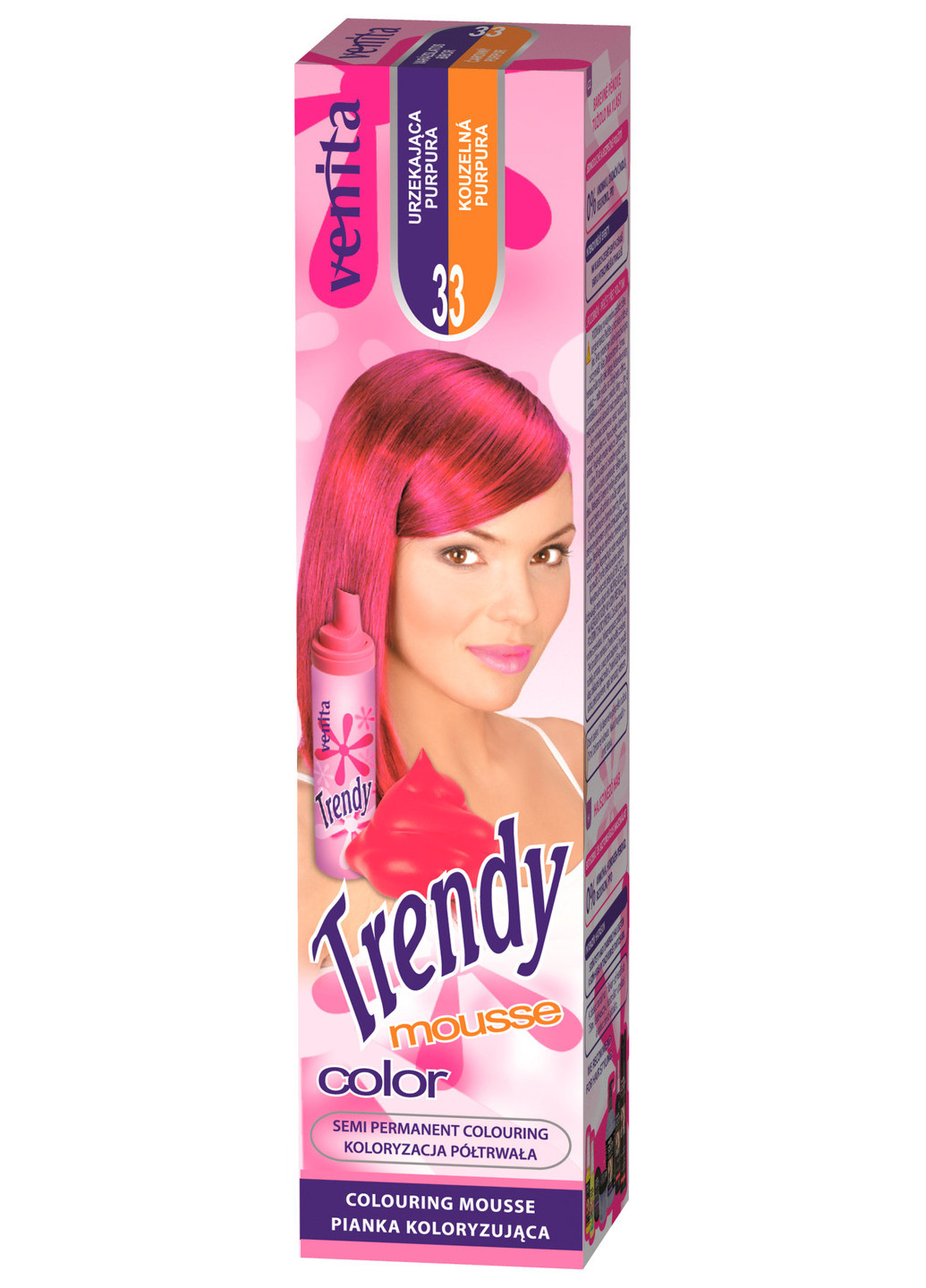 Фарбуючий мус для волосся Trendy Color Mousse №33 Чарівний пурпурний Venita (202165373)