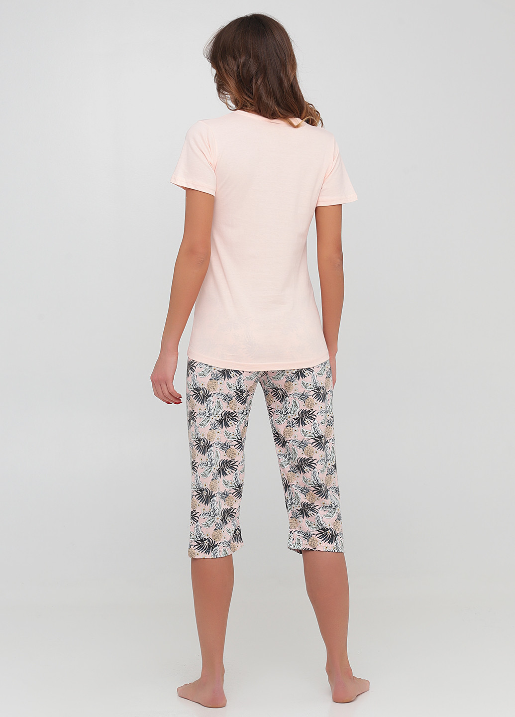 Персиковая всесезон пижама (футболка, бриджи) футболка + бриджи Boyraz