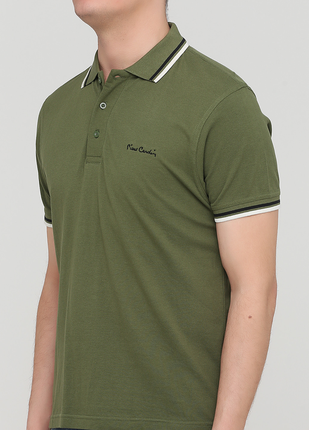 Оливковая футболка-поло для мужчин Pierre Cardin однотонная