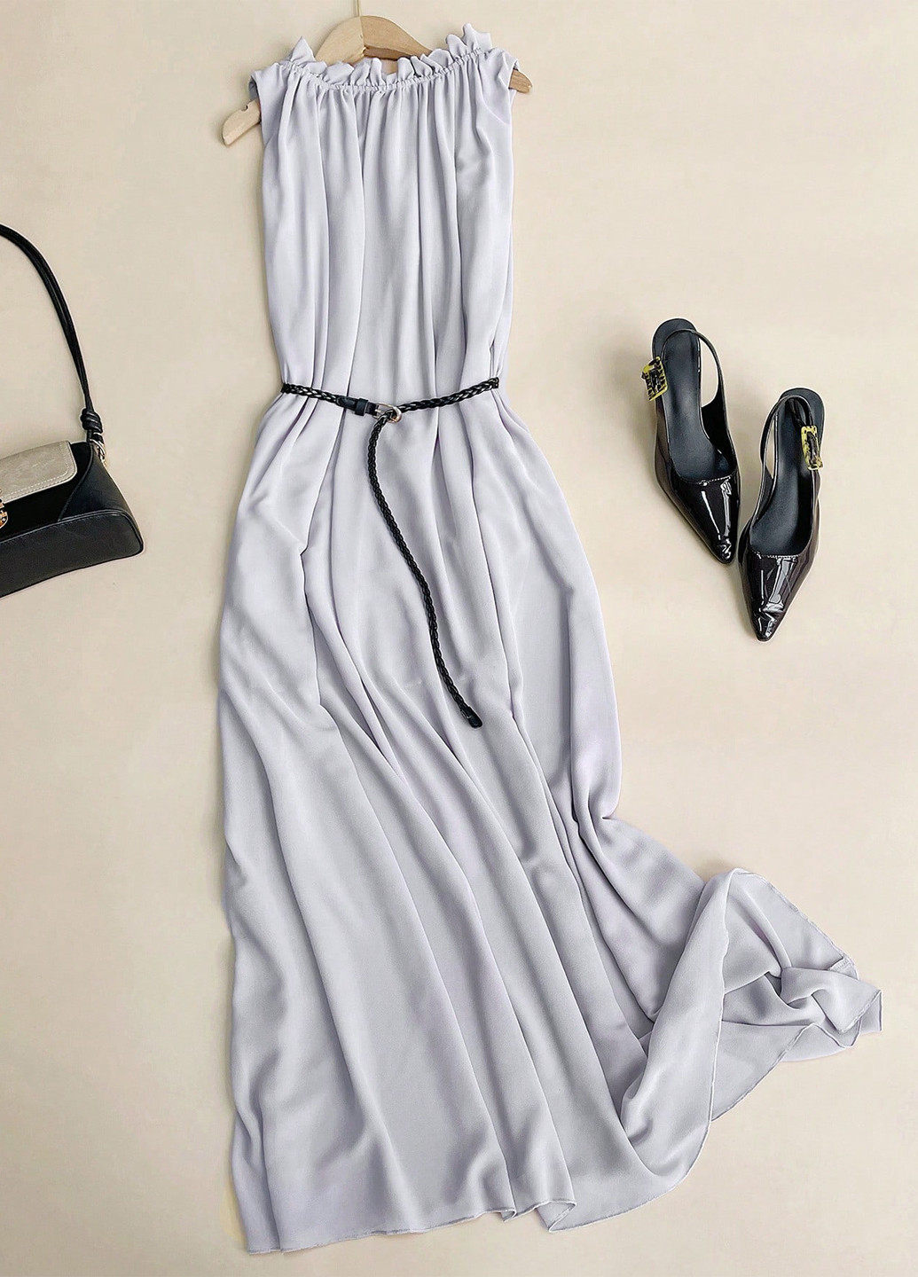 Светло-серое праздничный, вечернее платье а-силуэт SHEIN однотонное