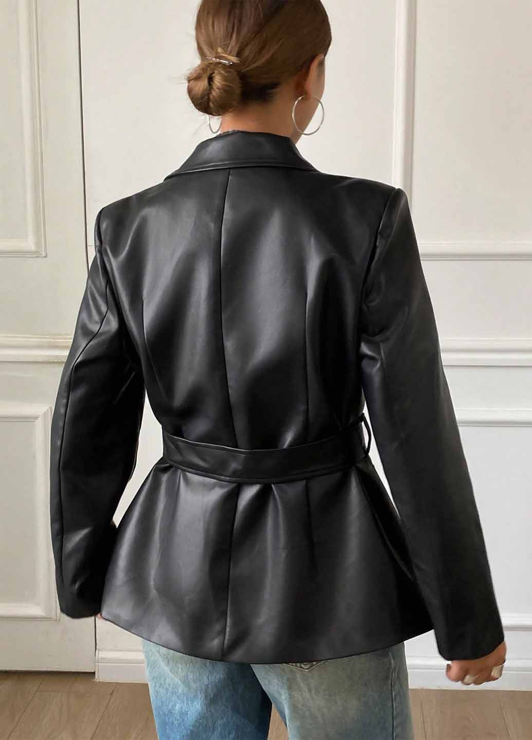 Черный женский жакет SHEIN однотонный - демисезонный