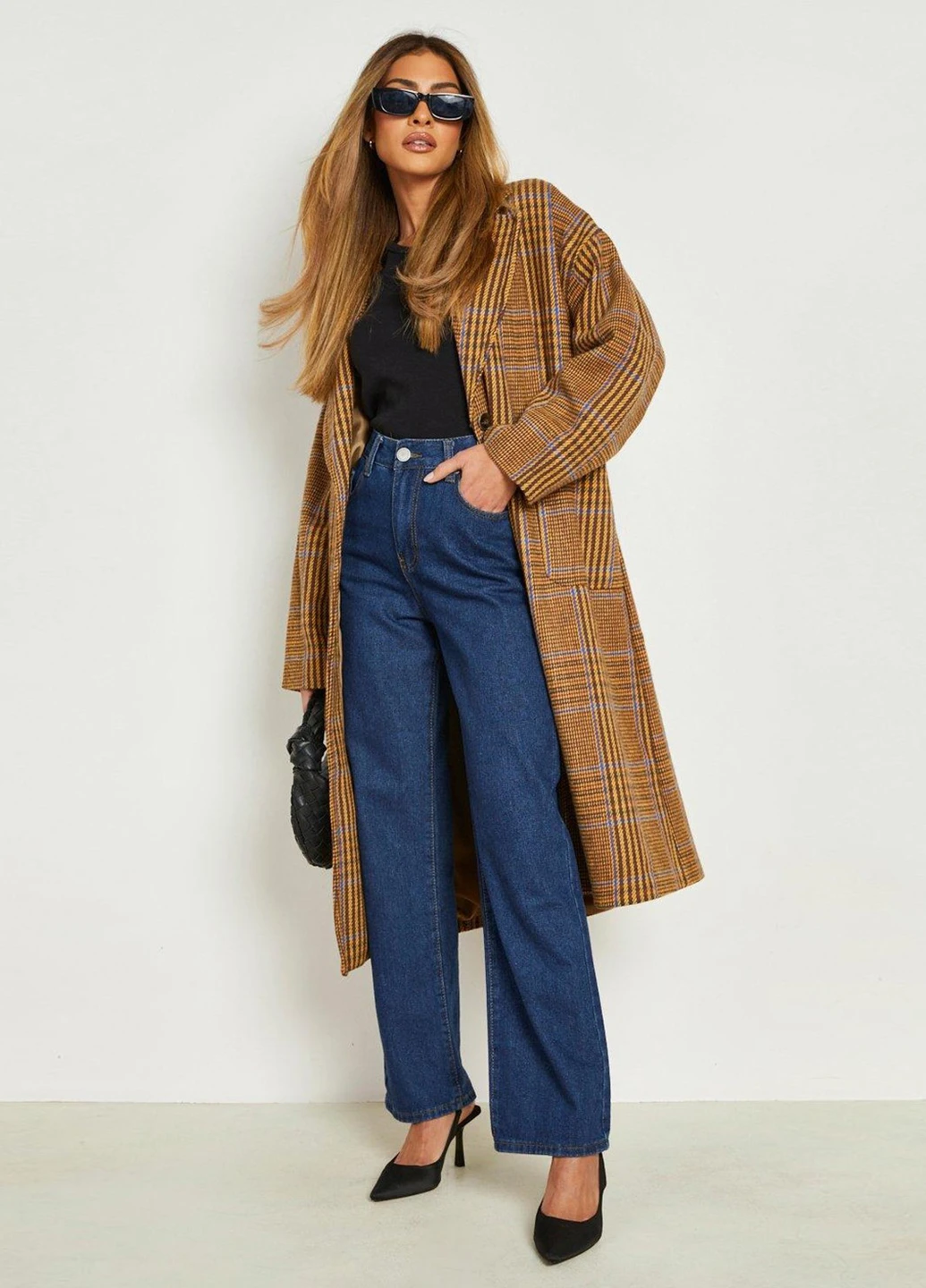 Комбинированное демисезонное Пальто однобортное Boohoo