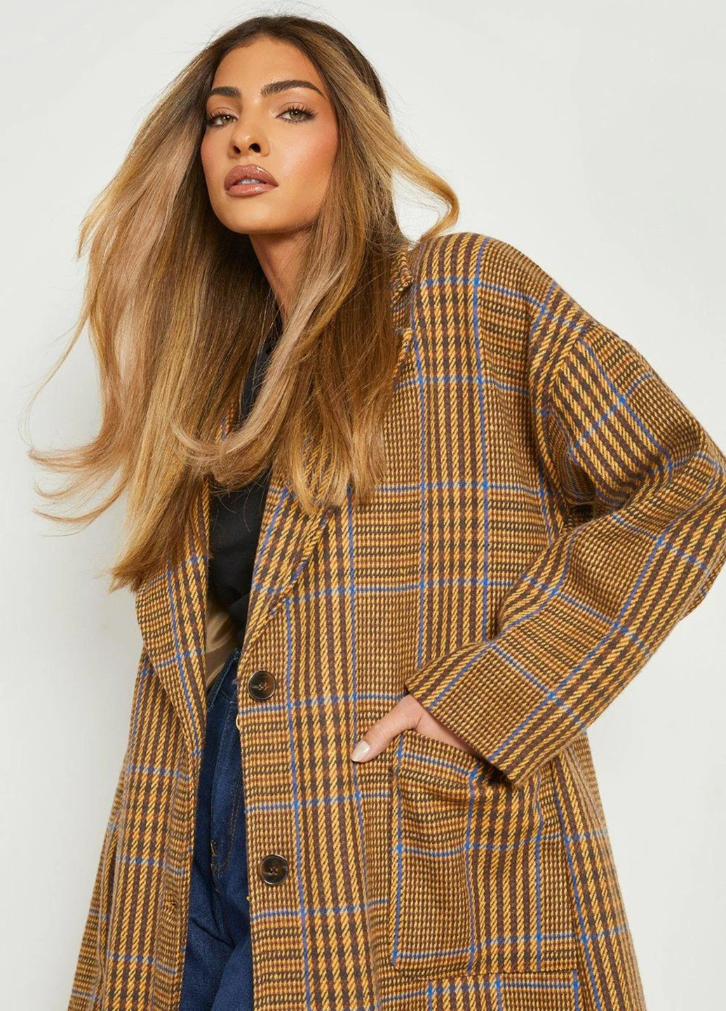 Комбинированное демисезонное Пальто однобортное Boohoo