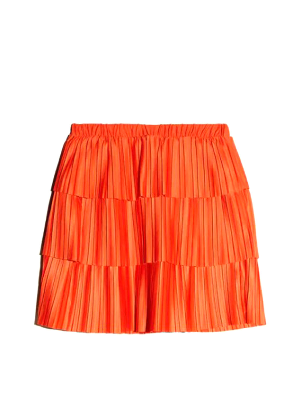 Оранжевая кэжуал однотонная юбка Zara плиссе
