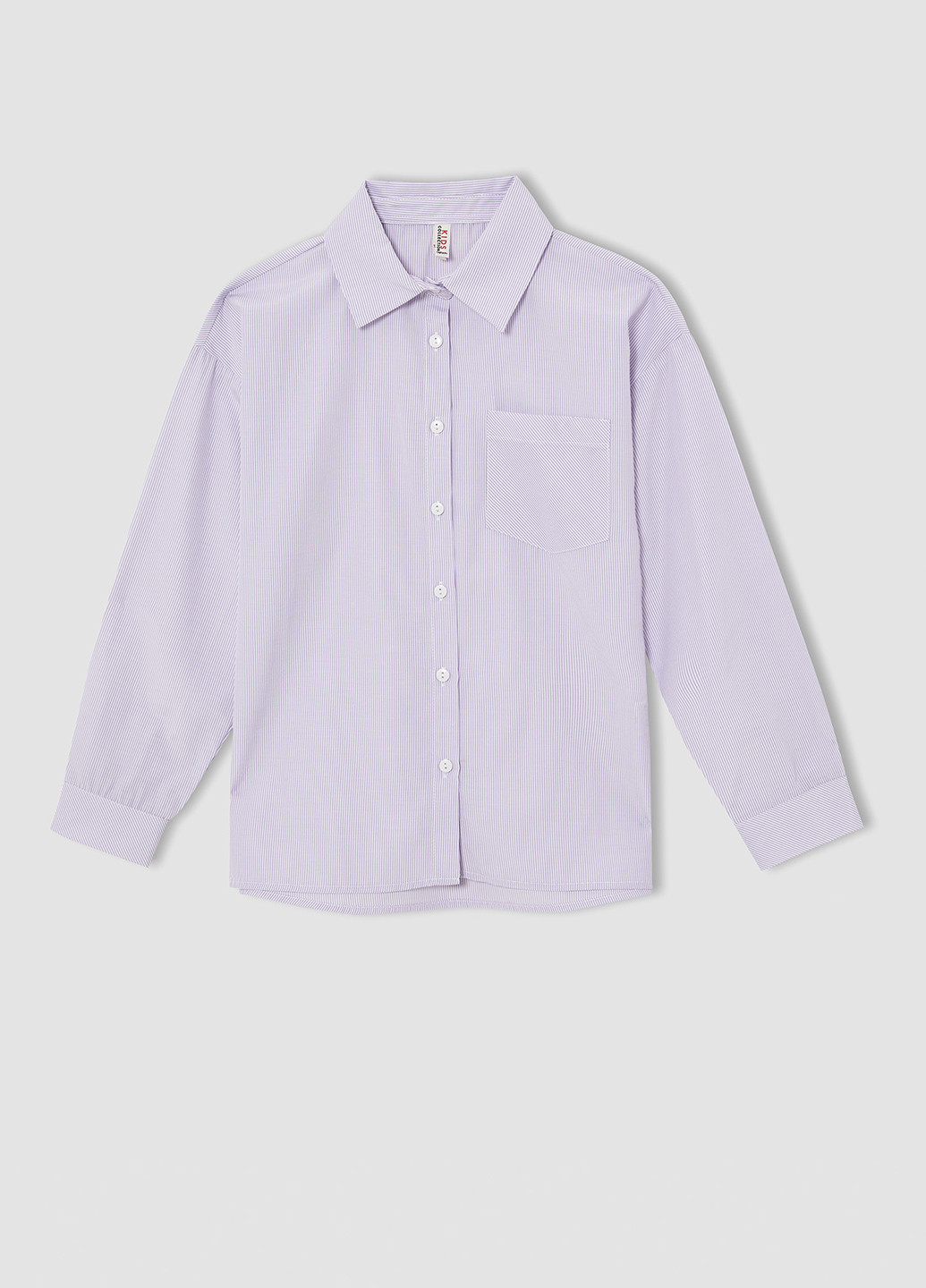 Светло-фиолетовая кэжуал рубашка однотонная DeFacto