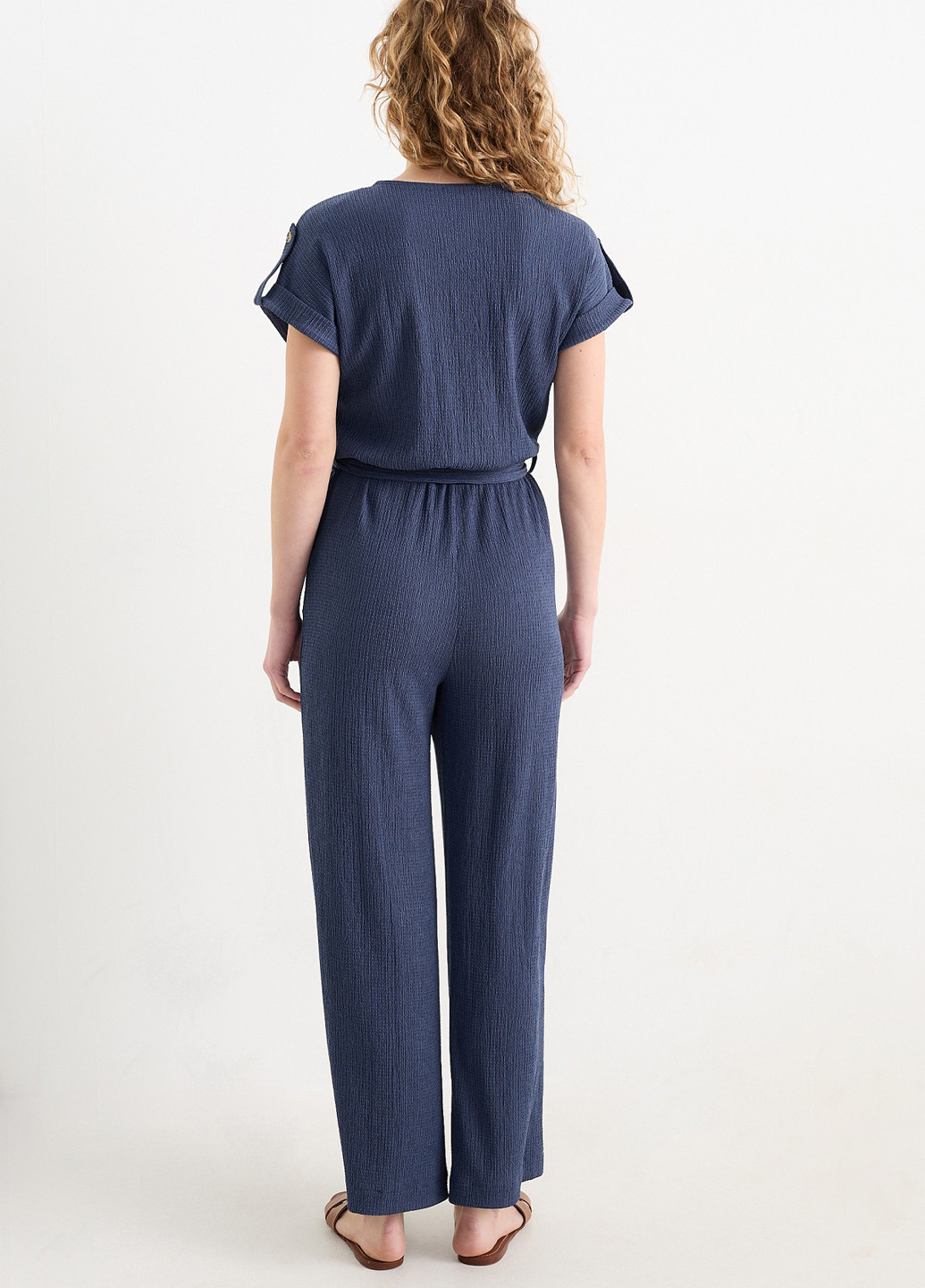 Комбинезон C&A комбинезон-брюки однотонный тёмно-синий кэжуал полиэстер