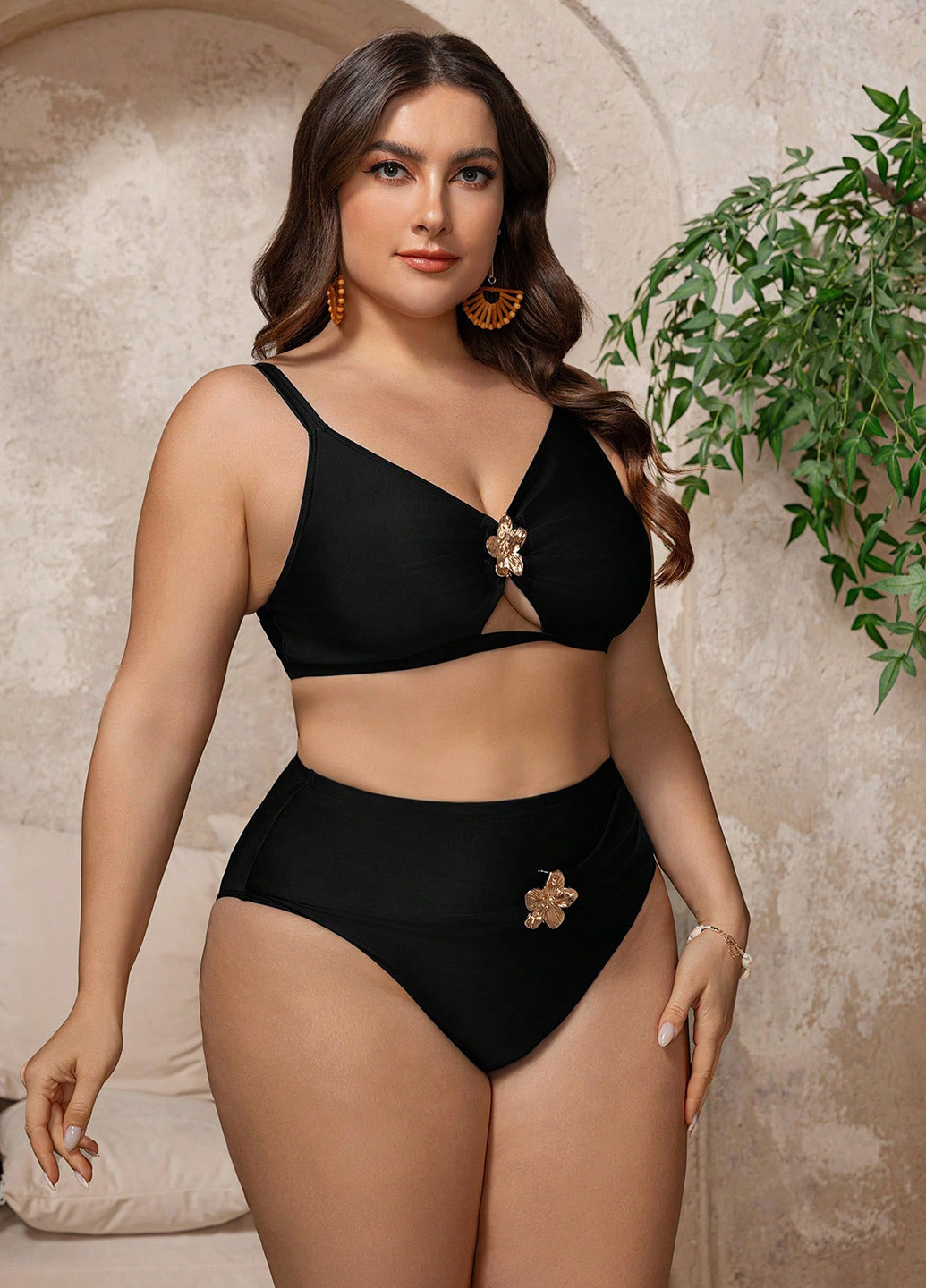 Чорний літній купальник (топ, трусики) роздільний SHEIN