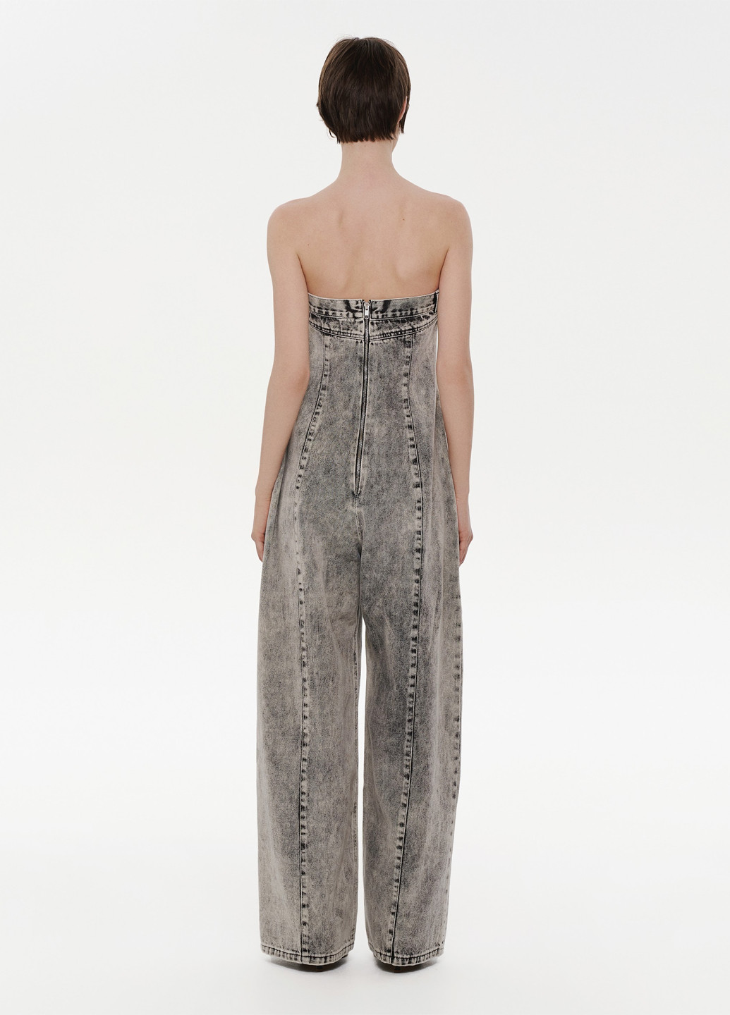 Комбінезон Ksenia Schnaider комбінезон-брюки варенка сірий джинсовий джинс, бавовна