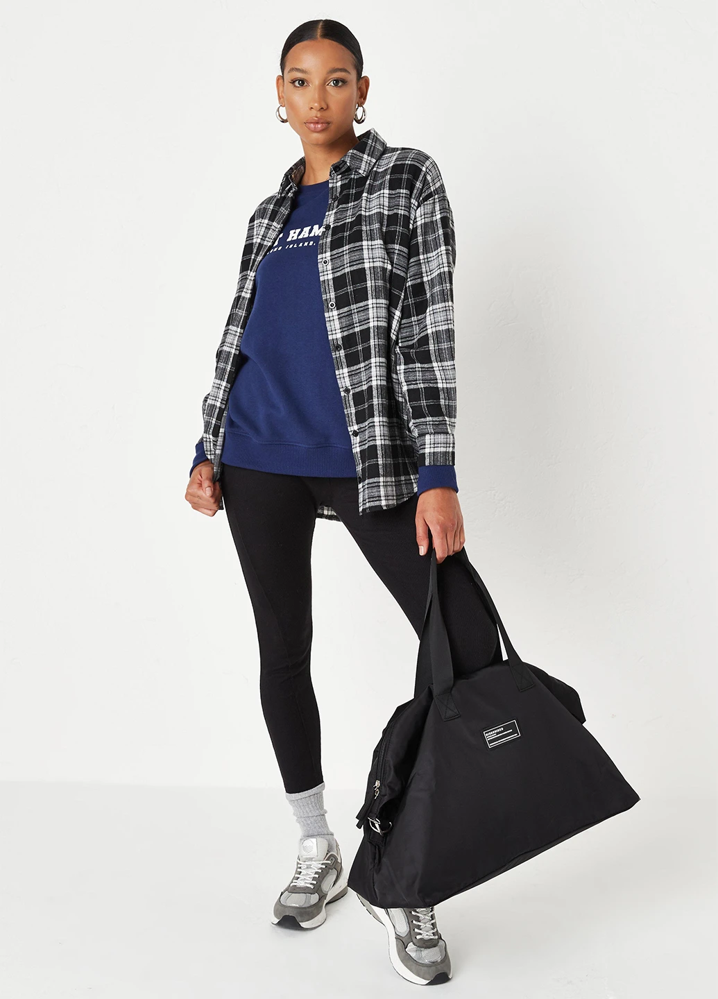 Черная кэжуал рубашка в клетку Missguided