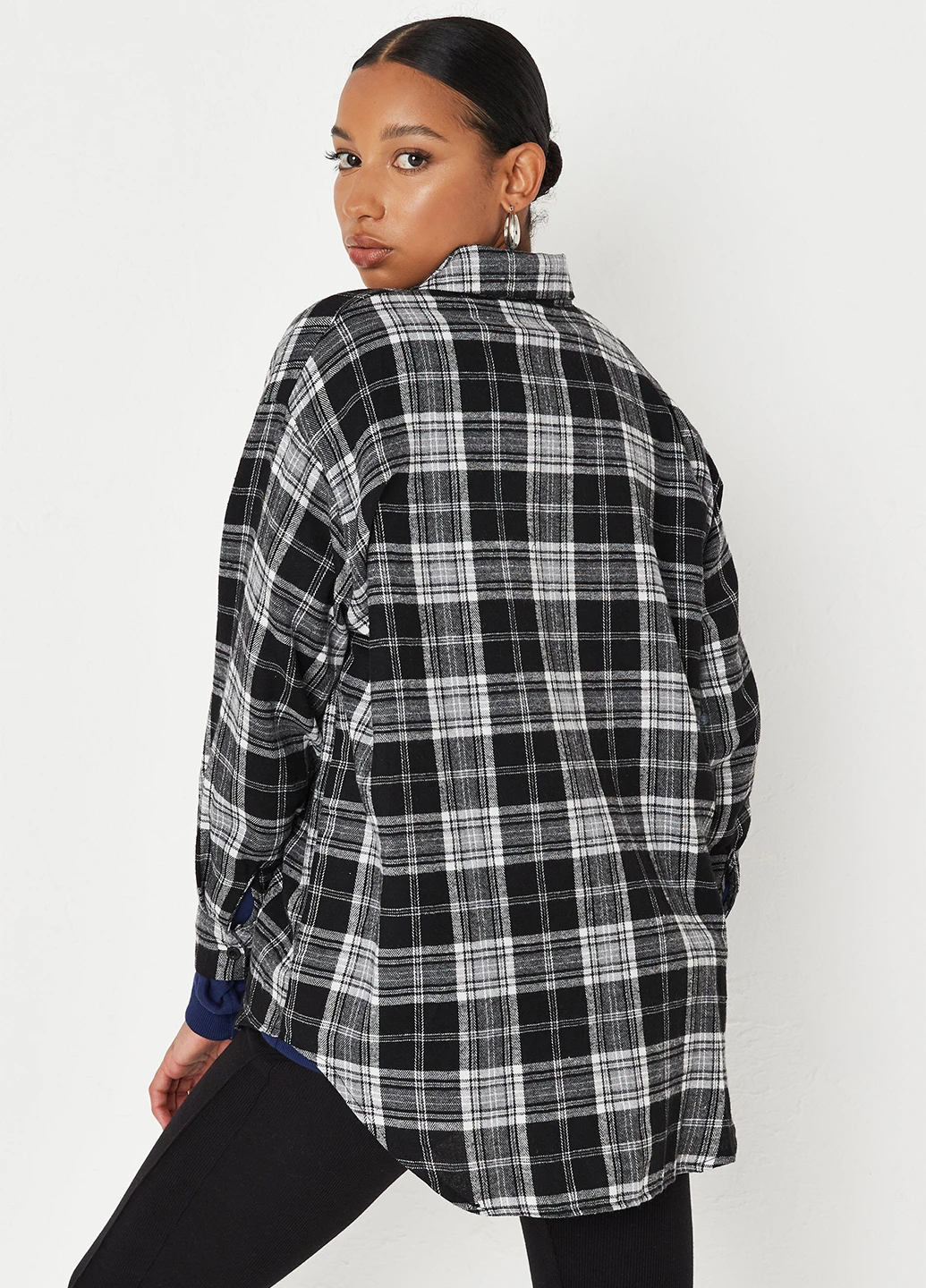 Черная кэжуал рубашка в клетку Missguided